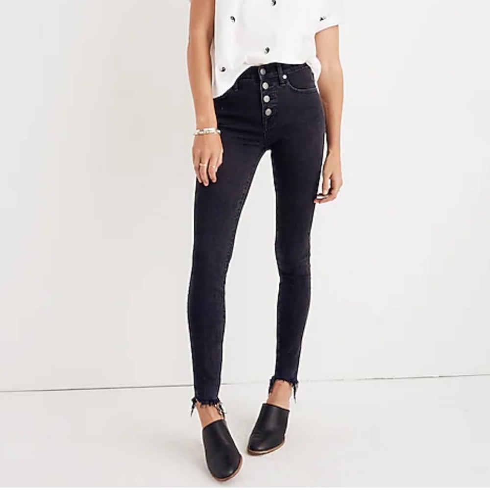 Madewell 9" High-Rise Skinny Jeans in Faded Black